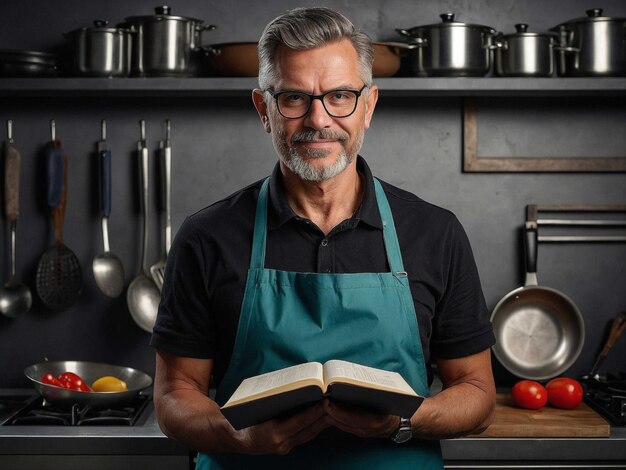 Portrét kuchára v kuchyni